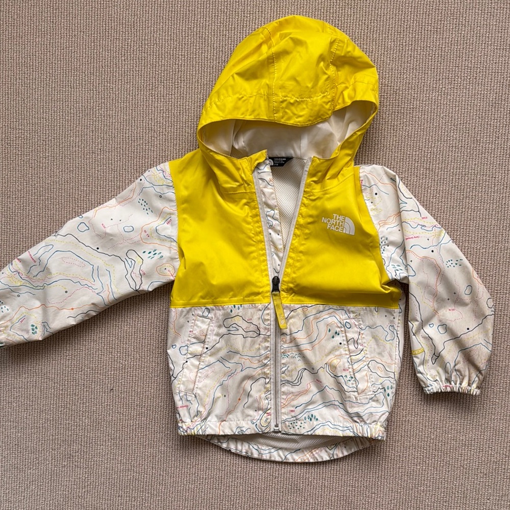 The North Face Yellow and White Map Print Jacket